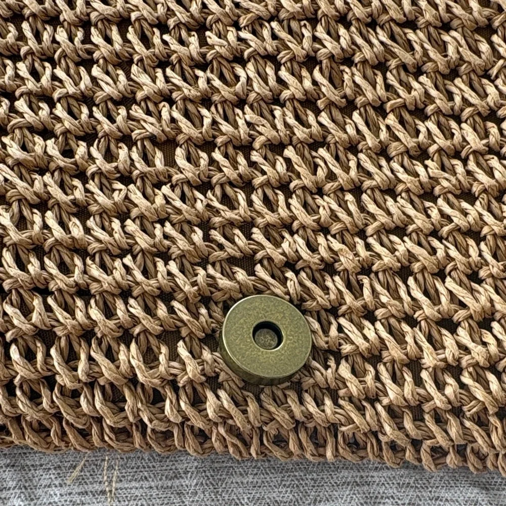 Woven Straw Clutch Bag in Natural Brown